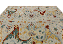 Multi Size Hand Knotted Wool Mint Gray Oushak Arts & Crafts  Area Rug