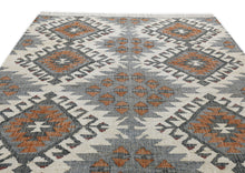 Multi Size Ivory Gray Slate Color Hand Woven Kilim Jute Southwestern Oriental Rug