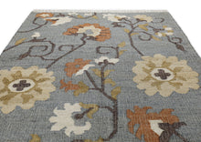 Multi Size Slate Blue Orange Color Hand Woven Kilim Jute Traditional Oriental Rug