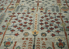 10x14 Slate, Rust, Blue Color Hand Knotted Oushak Wool Transitional Oriental Rug