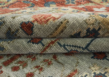 10x14 Slate, Rust, Blue Color Hand Knotted Oushak Wool Transitional Oriental Rug
