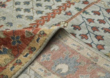 10x14 Slate, Rust, Blue Color Hand Knotted Oushak Wool Transitional Oriental Rug