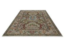 5x8 Moss, Gray, Rust Color Hand Knotted Oushak Wool Arts & Crafts Oriental Rug
