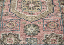 Runner Blush, Gray, Ivory Color Hand Knotted Oushak Wool Transitional Oriental Rug