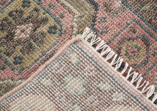 Runner Blush, Gray, Ivory Color Hand Knotted Oushak Wool Transitional Oriental Rug