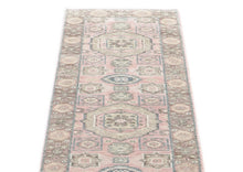 Runner Blush, Gray, Ivory Color Hand Knotted Oushak Wool Transitional Oriental Rug