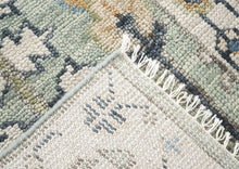 Runner Gray, Beige, Blue Color Hand Knotted Oushak Wool Transitional Oriental Rug