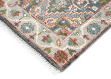 Runner Gray, Slate, Ivory Color Hand Knotted Oushak Wool Transitional Oriental Rug