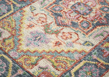 Runner Beige, Slate, Gold Color Hand Knotted Oushak Wool Traditional Oriental Rug