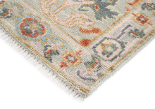 Runner Gray, Blush, Aqua Color Hand Knotted Oushak Wool Traditional Oriental Rug