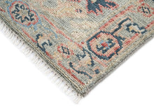 Runner Gray, Blush, Blue Color Hand Knotted Oushak Wool Arts & Crafts Oriental Rug