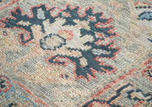 Runner Gray, Blush, Blue Color Hand Knotted Oushak Wool Arts & Crafts Oriental Rug