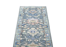 Runner Gray, Slate, Blue Color Hand Knotted Oushak Wool Arts & Crafts Oriental Rug