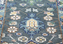 Runner Gray, Slate, Blue Color Hand Knotted Oushak Wool Arts & Crafts Oriental Rug