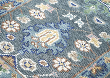 Runner Gray, Slate, Blue Color Hand Knotted Oushak Wool Arts & Crafts Oriental Rug