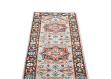 Runner Gray, Rust, Ivory Color Hand Knotted Oushak Wool Traditional Oriental Rug
