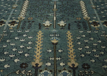 10x14 Seledon, Beige, Brown Color Hand Knotted Oushak Wool Transitional Oriental Rug