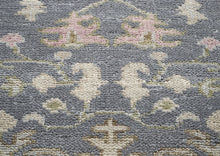 Runner Slate, Gray, Sage Color Hand Knotted Oushak Wool Transitional Oriental Rug