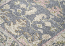 Runner Slate, Gray, Sage Color Hand Knotted Oushak Wool Transitional Oriental Rug