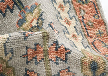 Runner Gray, Blush, Slate Color Hand Knotted Oushak Wool Transitional Oriental Rug