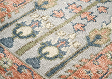 Runner Gray, Blush, Slate Color Hand Knotted Oushak Wool Transitional Oriental Rug