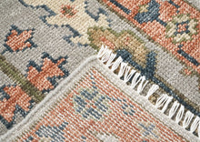 Runner Gray, Blush, Slate Color Hand Knotted Oushak Wool Transitional Oriental Rug