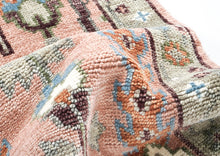 Runner Blush, Gray, Blue Color Hand Knotted Oushak Wool Transitional Oriental Rug