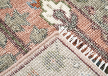 Runner Blush, Gray, Blue Color Hand Knotted Oushak Wool Transitional Oriental Rug