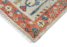 Runner Gray, Blush, Slate Color Hand Knotted Oushak Wool Transitional Oriental Rug