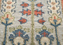 Runner Gray, Blush, Slate Color Hand Knotted Oushak Wool Transitional Oriental Rug