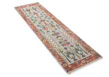 Runner Gray, Blush, Slate Color Hand Knotted Oushak Wool Transitional Oriental Rug