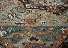 10x14 Gray, Green, Rust Color Hand Knotted Oushak Wool  Oriental Rug