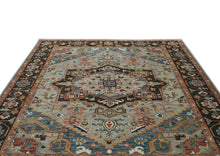 10x14 Gray, Green, Rust Color Hand Knotted Oushak Wool  Oriental Rug