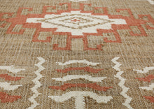 Multi Size Tan Orange Ivory Color Hand Woven Kilim Jute Southwestern Oriental Rug