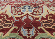 9x12 Hand Knotted Wool Wine Mint Oushak Arts & Crafts Area Rug