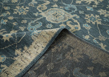 10x14 Blue, Beige, Ivory Color Hand Knotted Oushak Wool Transitional Oriental Rug