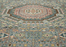 10x14 Gray, Rose, Ivory Color Hand Knotted Oushak Wool Traditional Oriental Rug