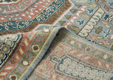 10x14 Gray, Rose, Ivory Color Hand Knotted Oushak Wool Traditional Oriental Rug