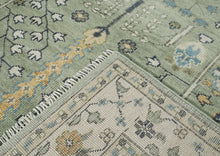 10x14 Mint, Ivory, Blue Color Hand Knotted Oushak Wool Transitional Oriental Rug
