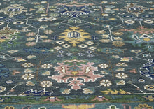 10x14 Blue, Aqua, Rose Color Hand Knotted Oushak Wool Arts and Crafts Oriental Rug