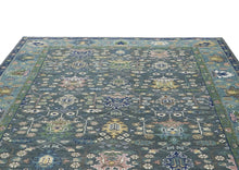 10x14 Blue, Aqua, Rose Color Hand Knotted Oushak Wool Arts and Crafts Oriental Rug