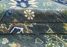 10x14 Blue, Aqua, Rose Color Hand Knotted Oushak Wool Arts and Crafts Oriental Rug