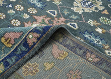 10x14 Blue, Aqua, Rose Color Hand Knotted Oushak Wool Arts and Crafts Oriental Rug