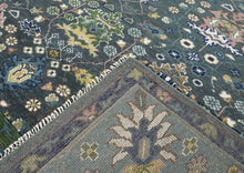 10x14 Blue, Aqua, Rose Color Hand Knotted Oushak Wool Arts and Crafts Oriental Rug