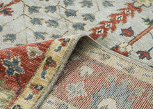10x14 Gray, Burnt Orange, Lime Color Hand Knotted Oushak Wool Transitional Oriental Rug