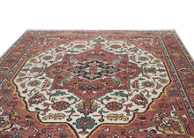 10x14 Rust, Ivory, Brown Color Hand Knotted Oushak Wool  Oriental Rug