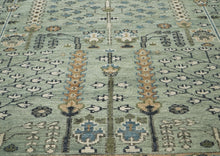 10x14 Seledon, Beige, Tan Color Hand Knotted Oushak Wool Transitional Oriental Rug