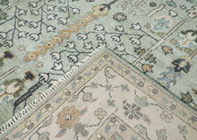 10x14 Seledon, Beige, Tan Color Hand Knotted Oushak Wool Transitional Oriental Rug