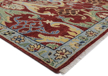 9x12 Hand Knotted Wool Wine Mint Oushak Arts & Crafts Area Rug