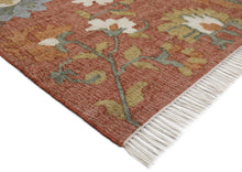 Multi Size Rust Sage Ivory Color Hand Woven Kilim Jute Traditional Oriental Rug